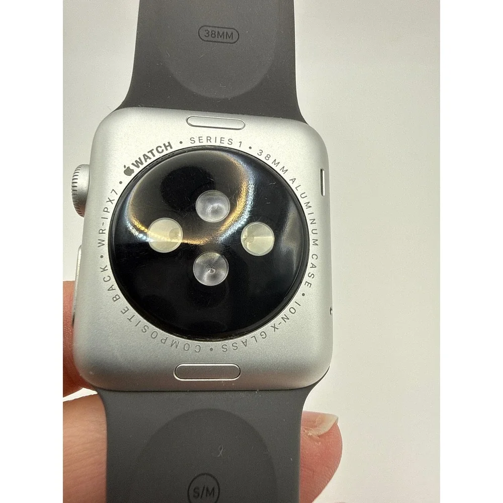 Apple Watch Series 1 38mm Silver Aluminum Case Black Sport Band Parts Repair
